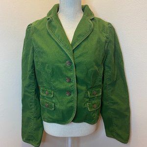 Ann Taylor Loft Womens Green Long Sleeves Corduroy Casual Jacket Size 8